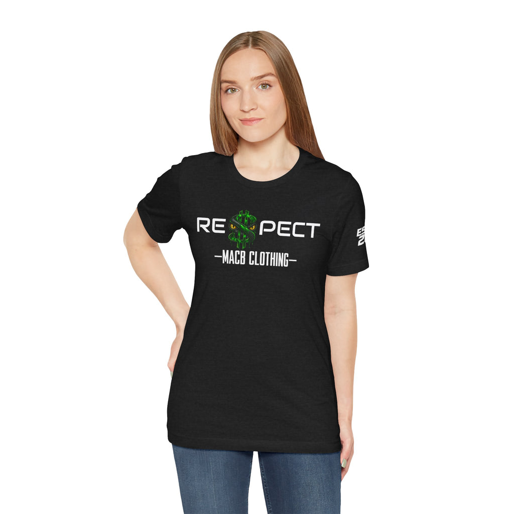 Unisex RESPECT dark color light font shirt