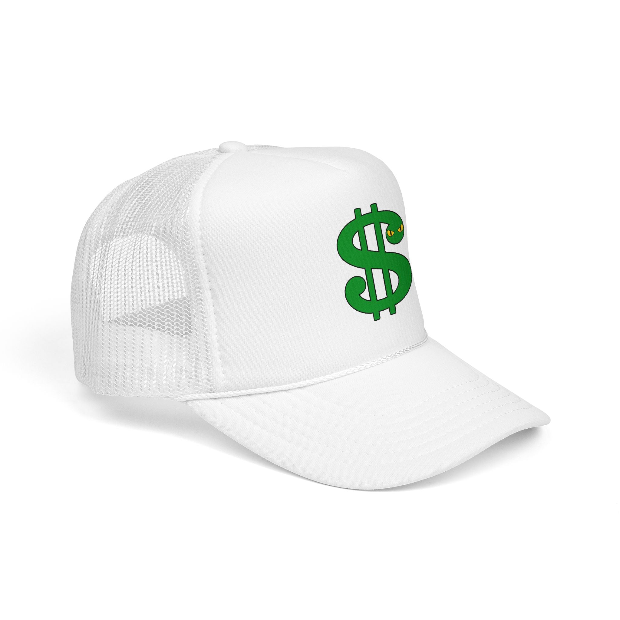 Winking Green Dollar Sign Foam Trucker Hat | Money Symbol Cap