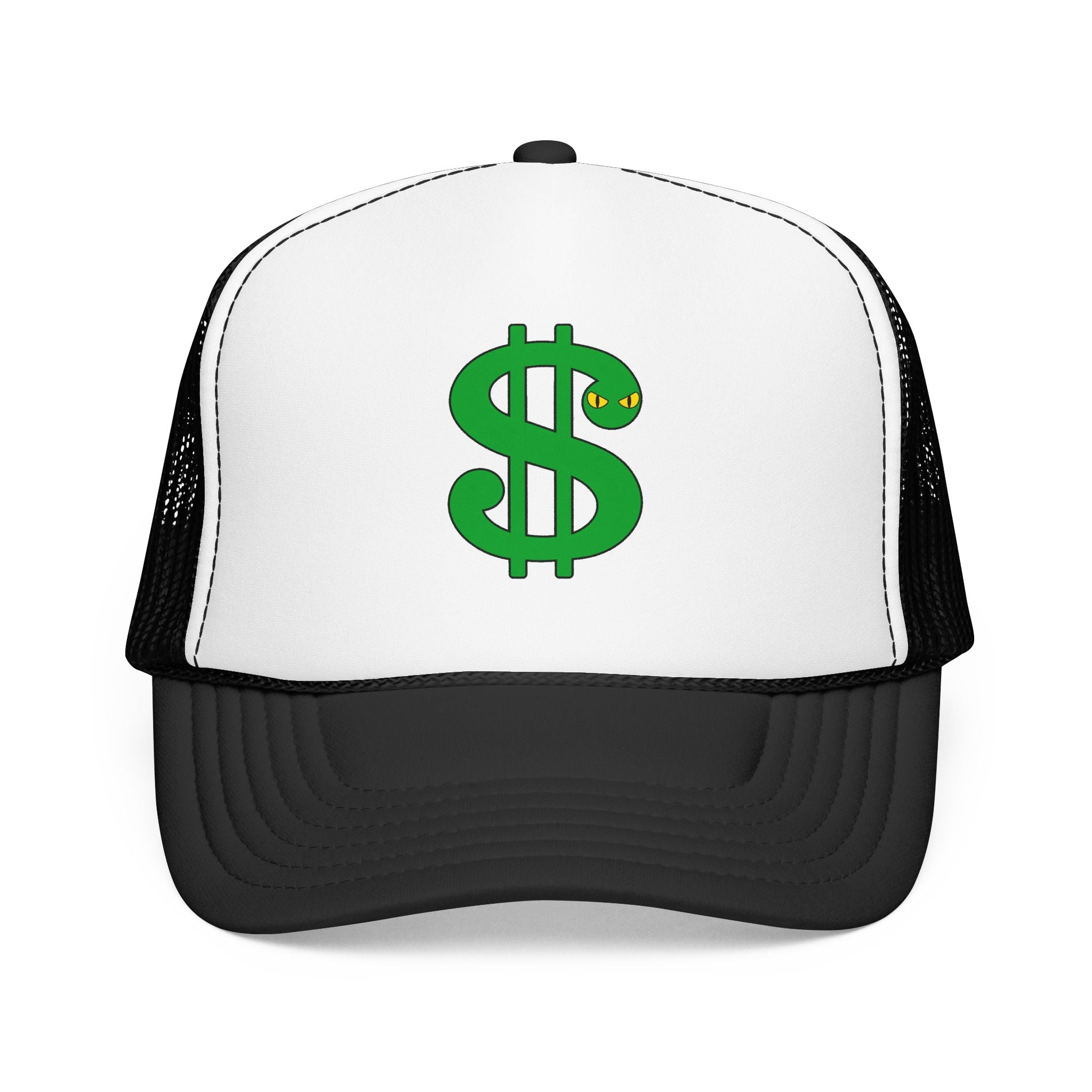 Winking Green Dollar Sign Foam Trucker Hat | Money Symbol Cap