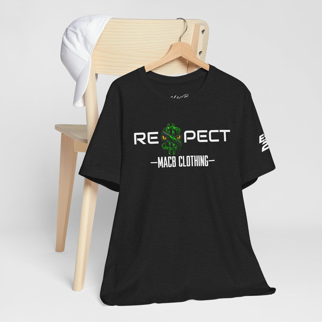 Unisex RESPECT dark color light font shirt