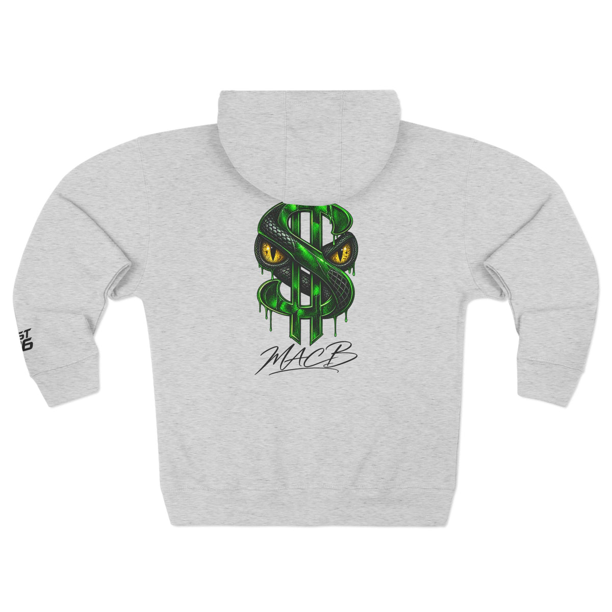 Unisex Zip Hoodie Large snake face back