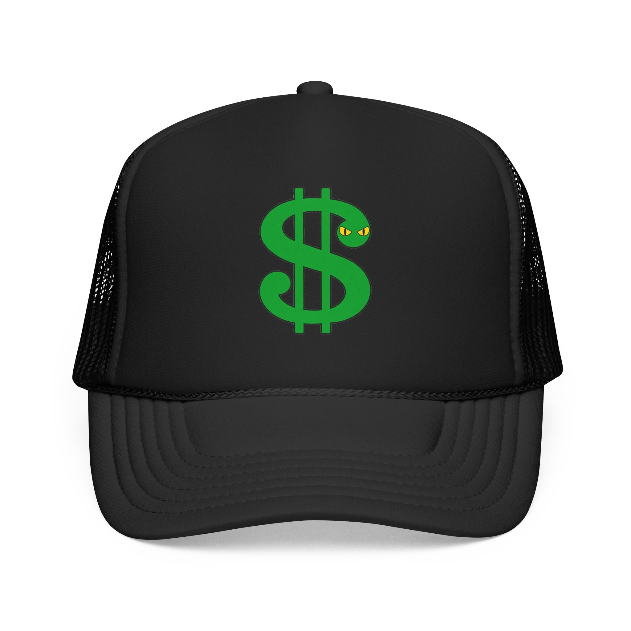 Winking Green Dollar Sign Foam Trucker Hat | Money Symbol Cap