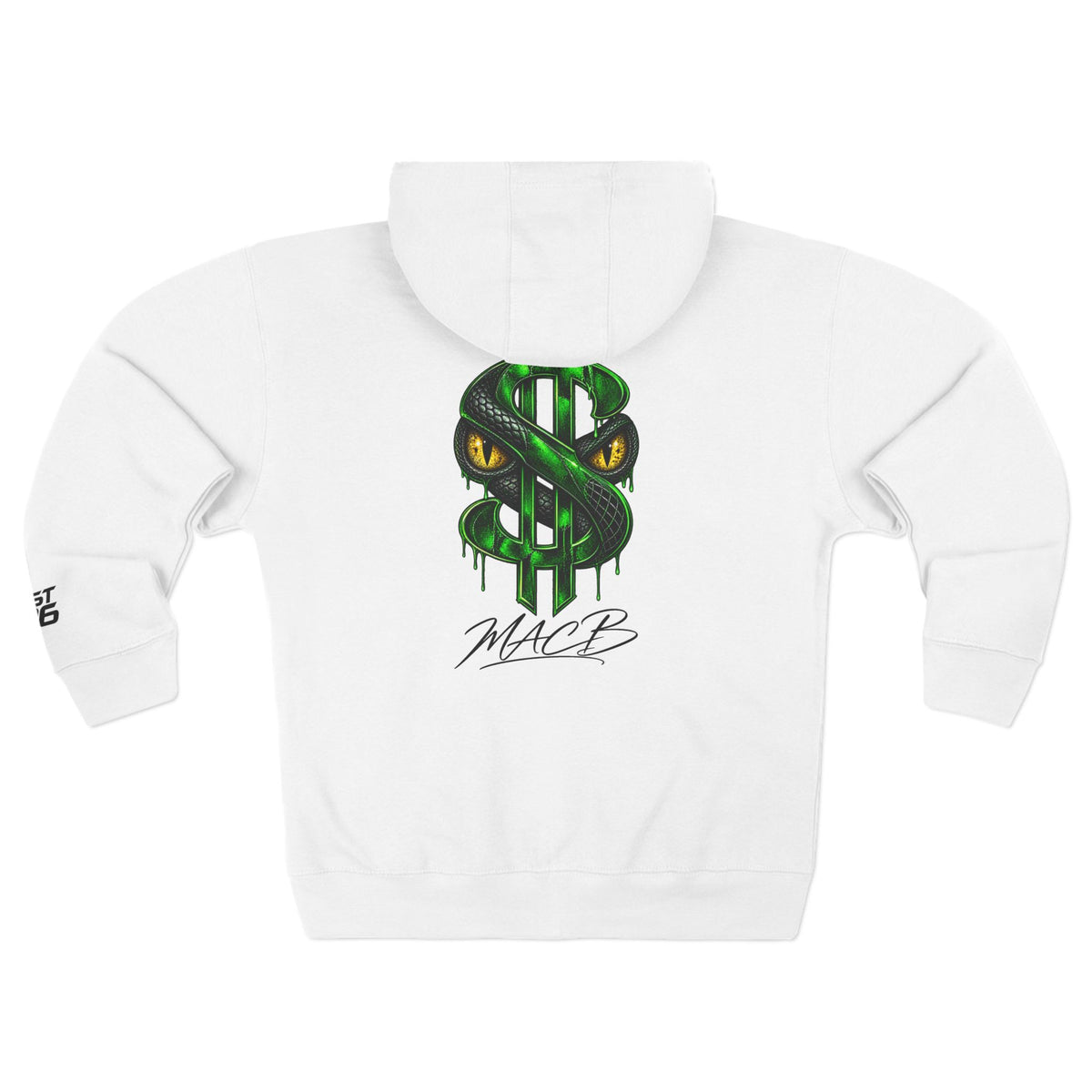 Unisex Zip Hoodie Large snake face back